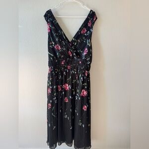 White House Black Market Black Floral Midi Dress